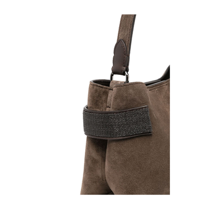 Suede Handbag Dark Brown - Image 4