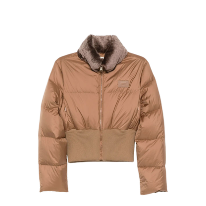 Short Padded Down Jacket with Shearling Collar - Image 1