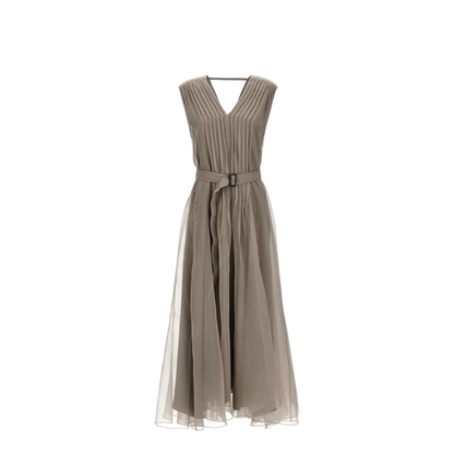 Long Silk Dress - Beige - Image 1