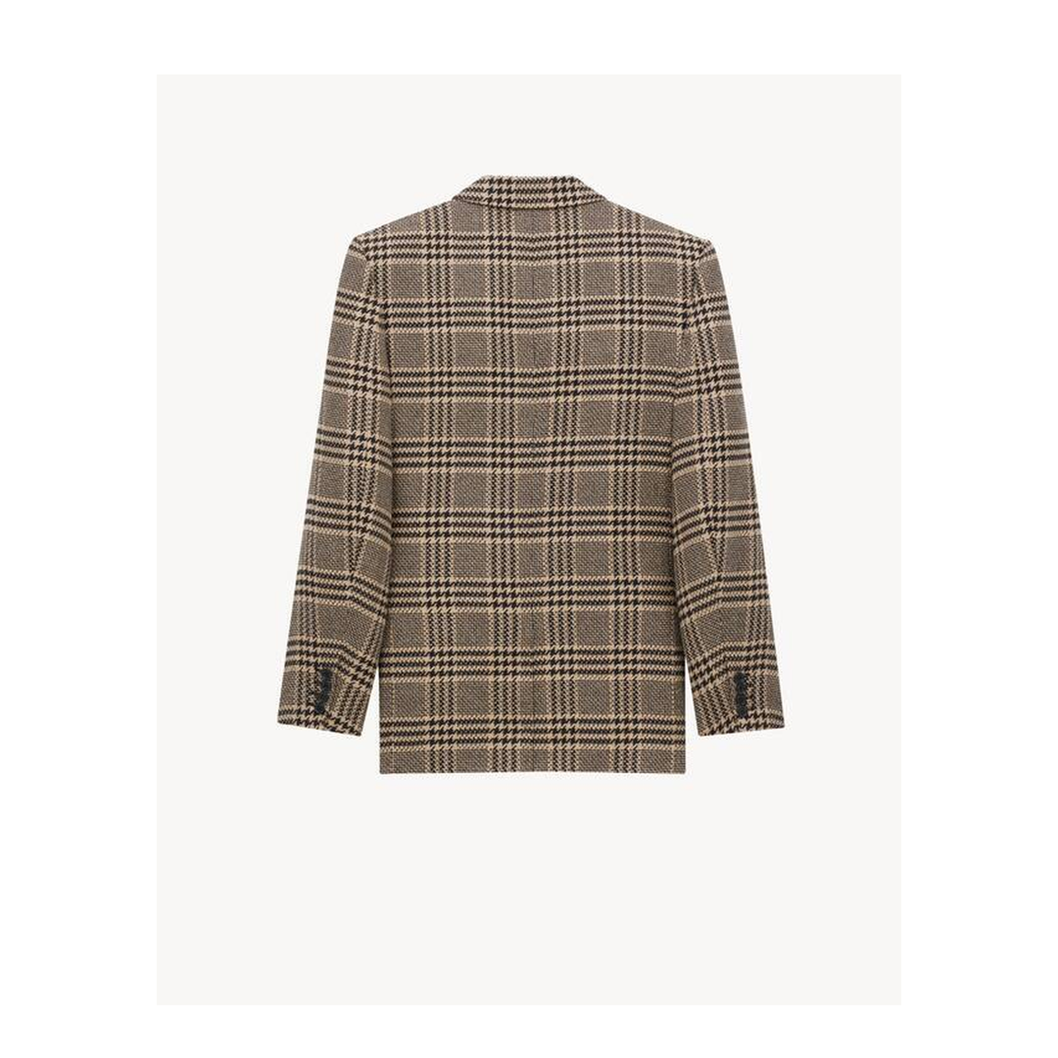 Jacket in Prince of Wales Silk and Cashmere in Black - Image 2