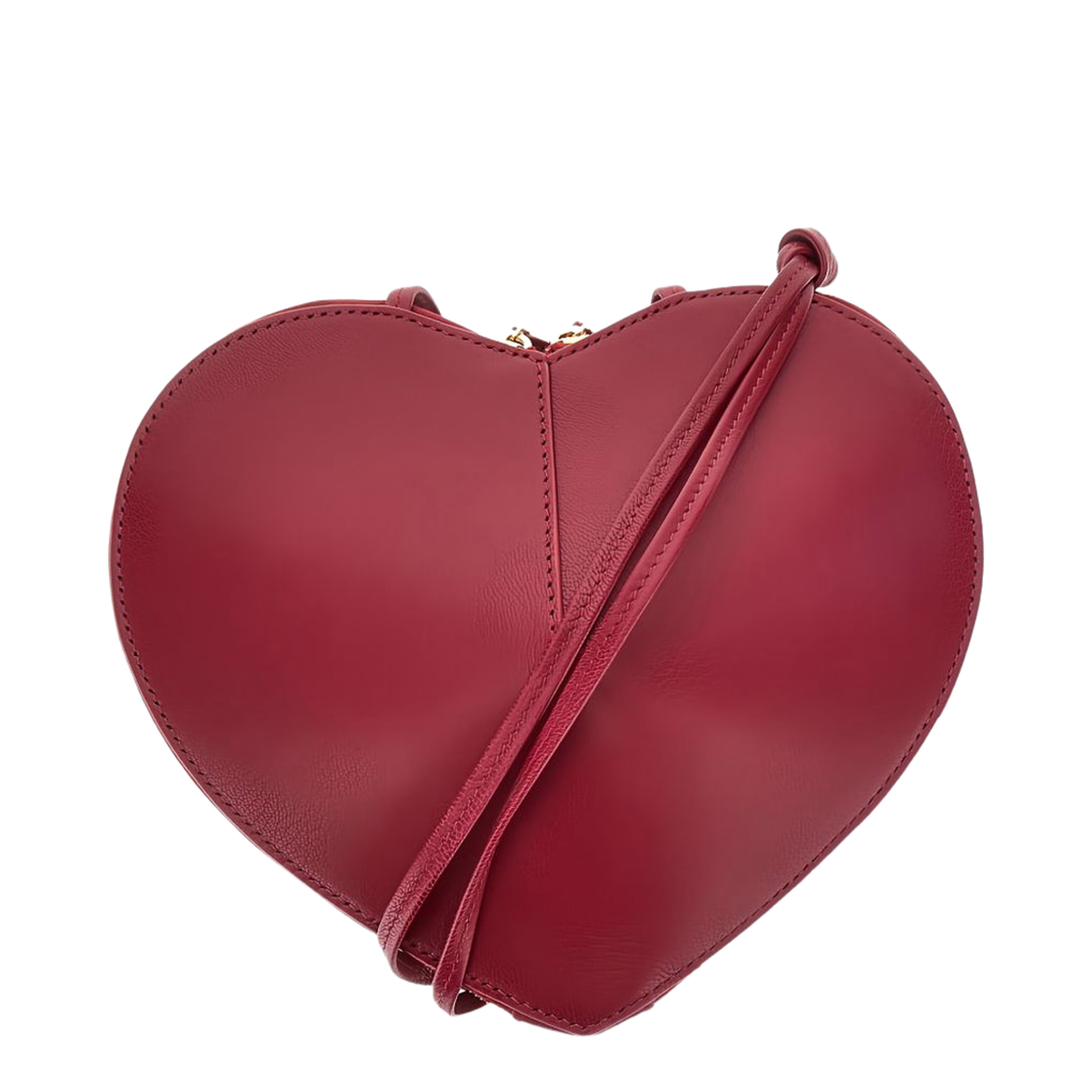 Le Cœur Bi-Material Leather Crossbody Bag - Framboise (Raspberry Red) - Image 2