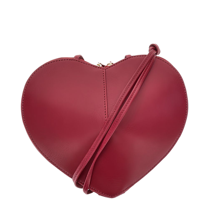 Le Cœur Bi-Material Leather Crossbody Bag - Framboise (Raspberry Red) - Image 2