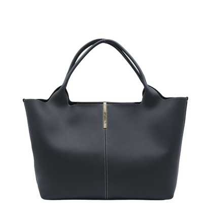 Medium Small Calfskin Shopping Bag - Black - Image 1
