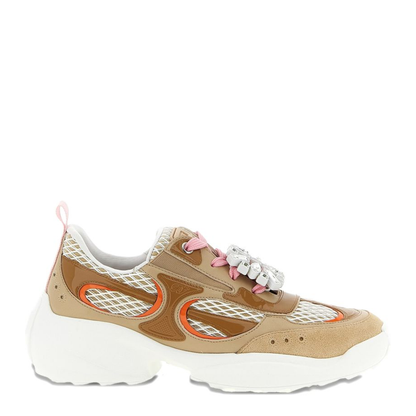 Viv' on the Run Sneakers in Leather and Fabric Beige - Image 1