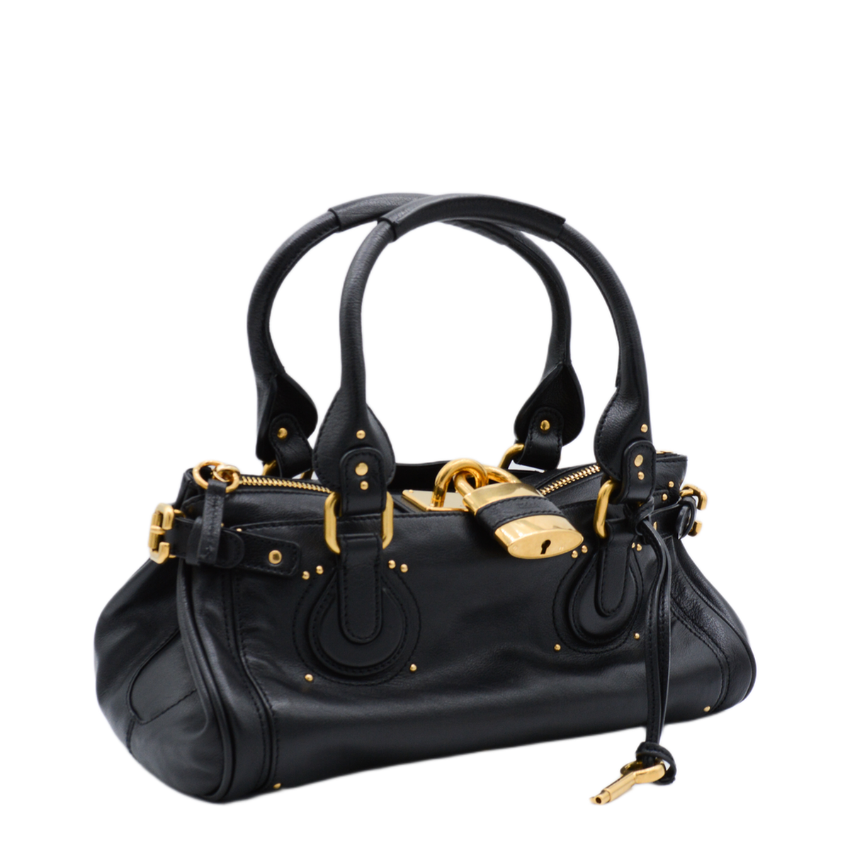 Paddington Grained Buffalo Leather Shoulder Bag - Black - Image 4
