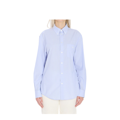 Light Blue Shirt with All-Over Stripe Motif and Embroidered - Image 1