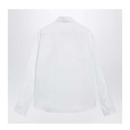 Classic-fit cotton shirt with embroidered logo in white - Image 2