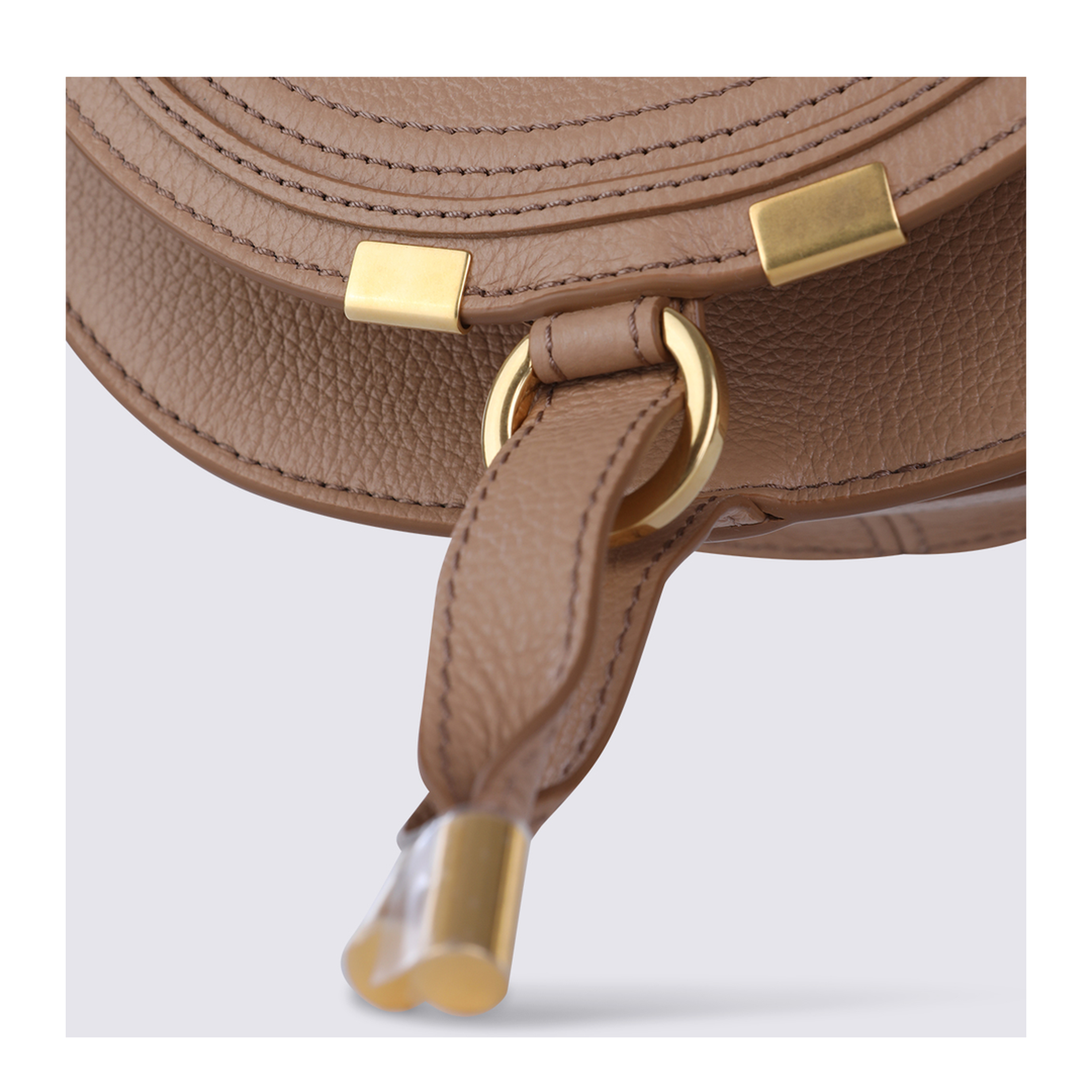 Marcie Small Calfskin Saddle Bag - Light Tan Brown - Image 7
