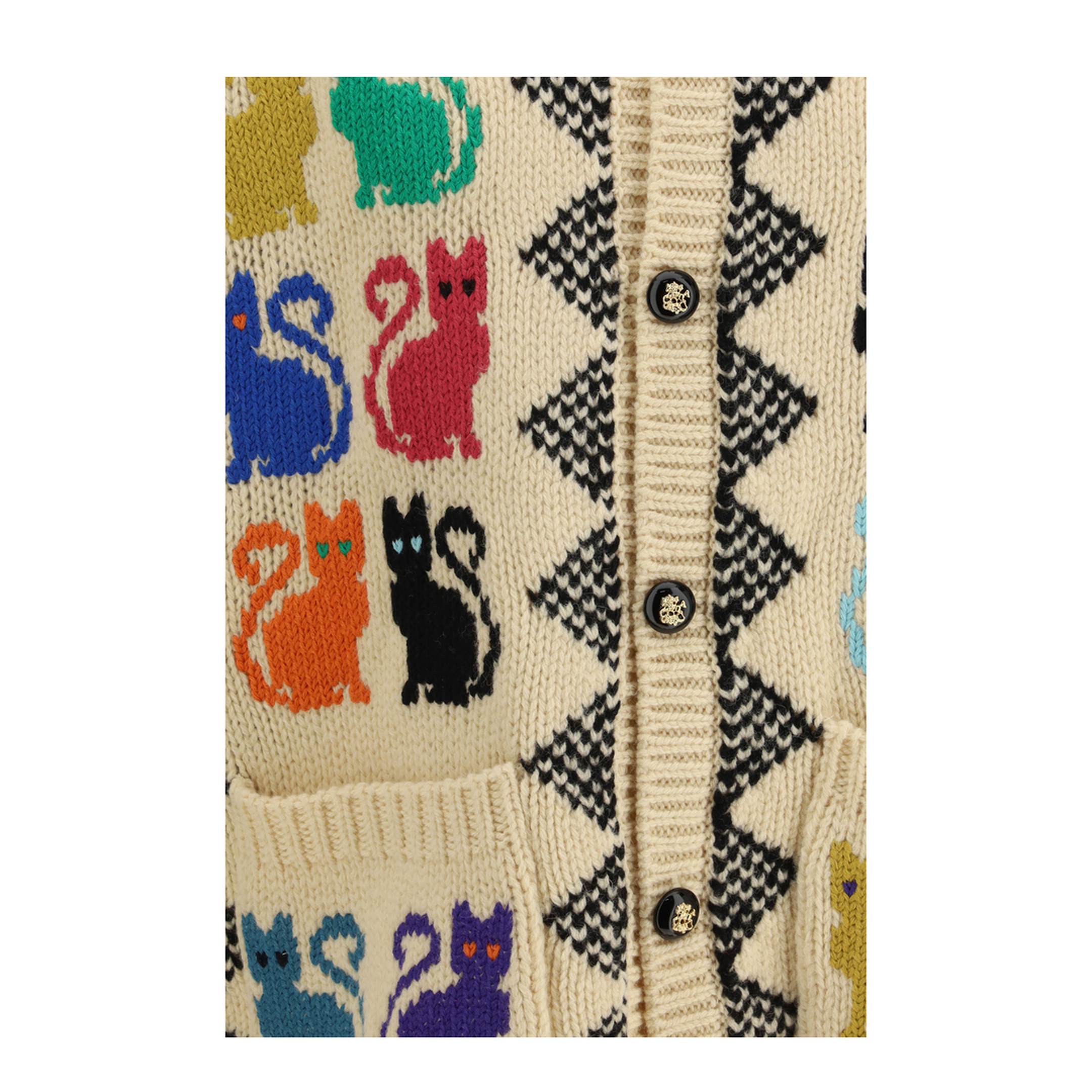Cardigan with Le Chat de la Maison Jacquard Motif - Image 3