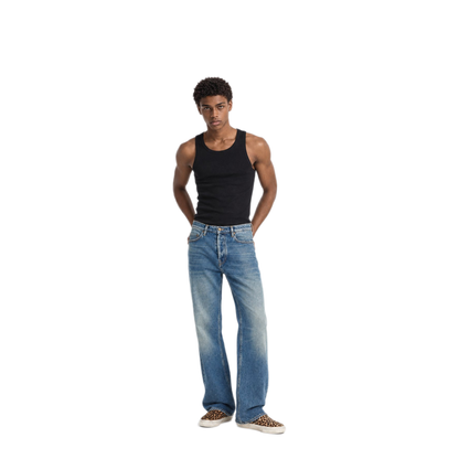 Blue Medium Wash Loose Jeans - Image 3