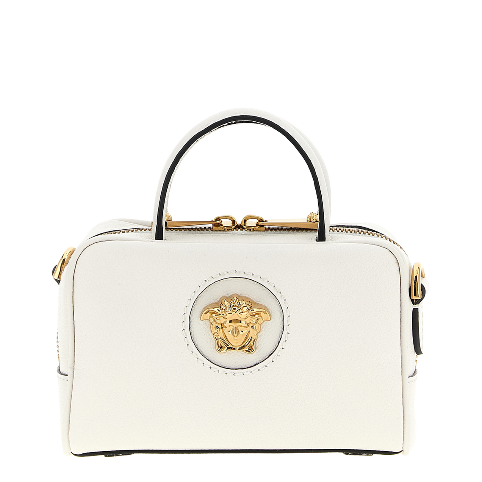 Medusa Plaque Perforated Hand Bag White - Image 1