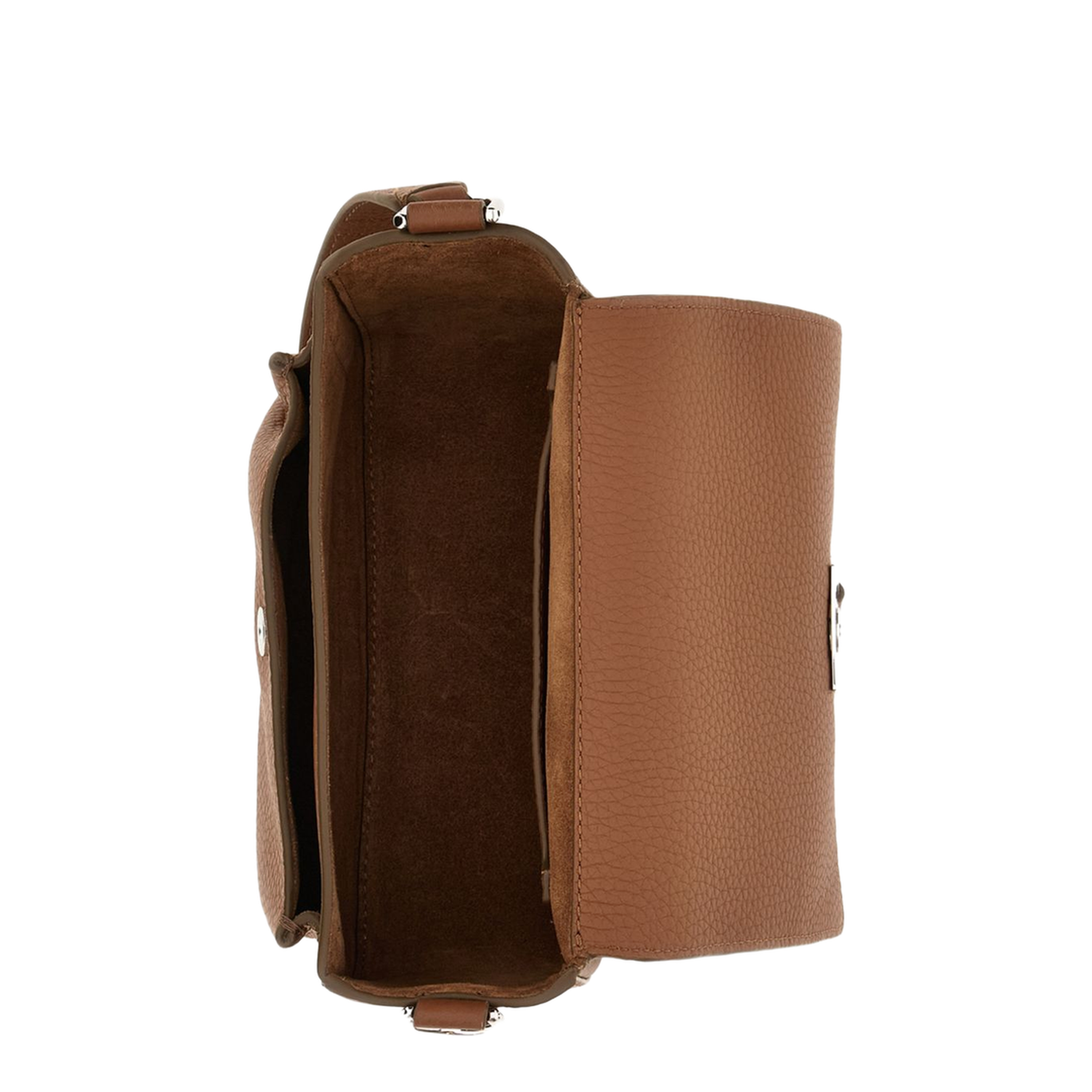 Trend Hammered Leather Flap Bag - Brown - Image 5