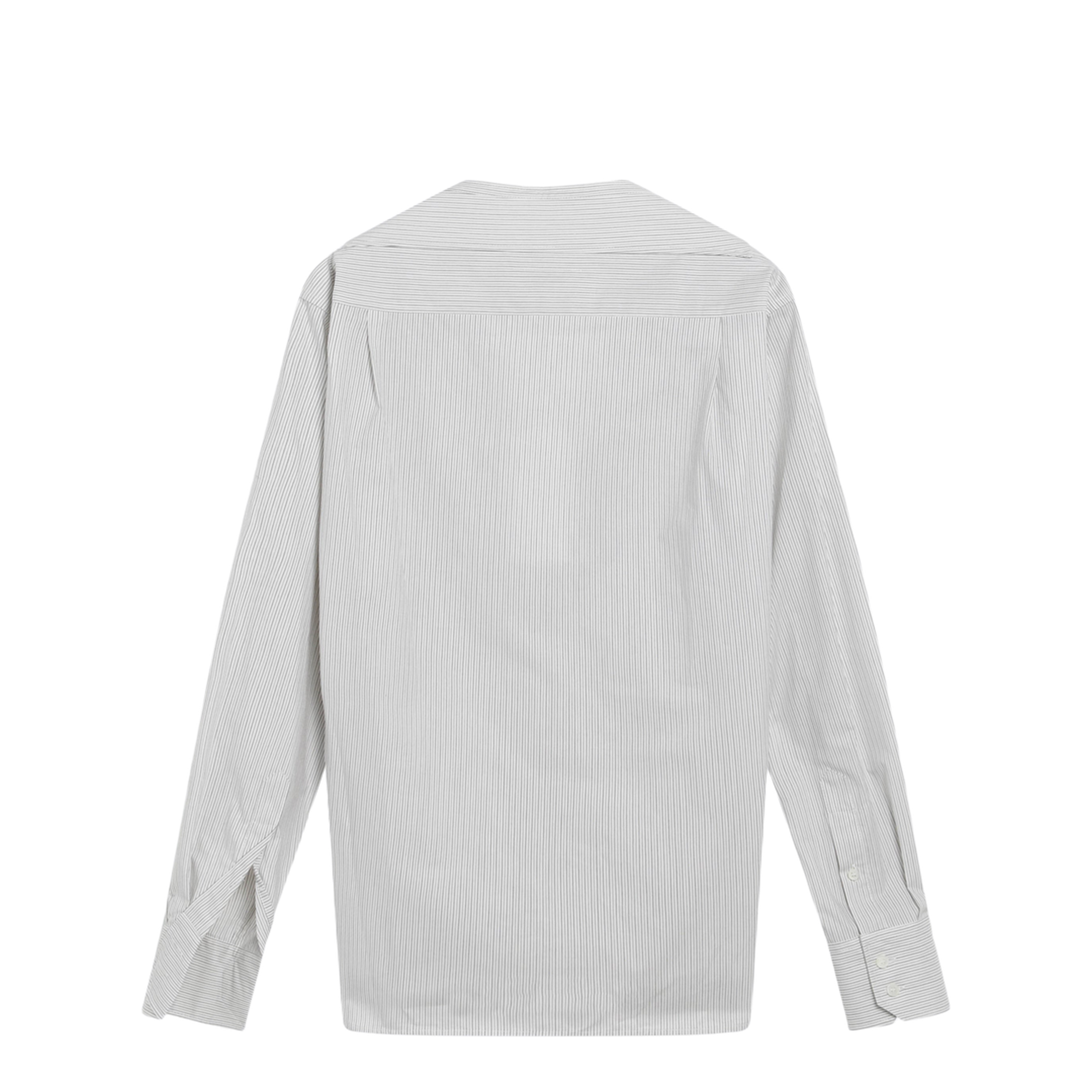 Pinstriped Cotton Shirt with V-Neck - Image 2