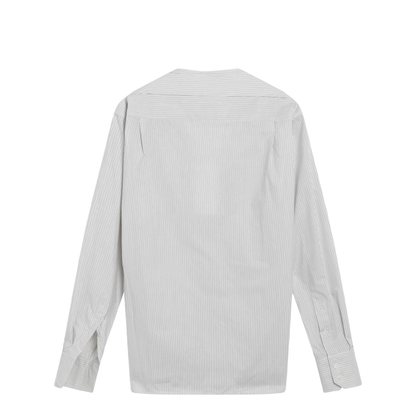Pinstriped Cotton Shirt with V-Neck - Image 2