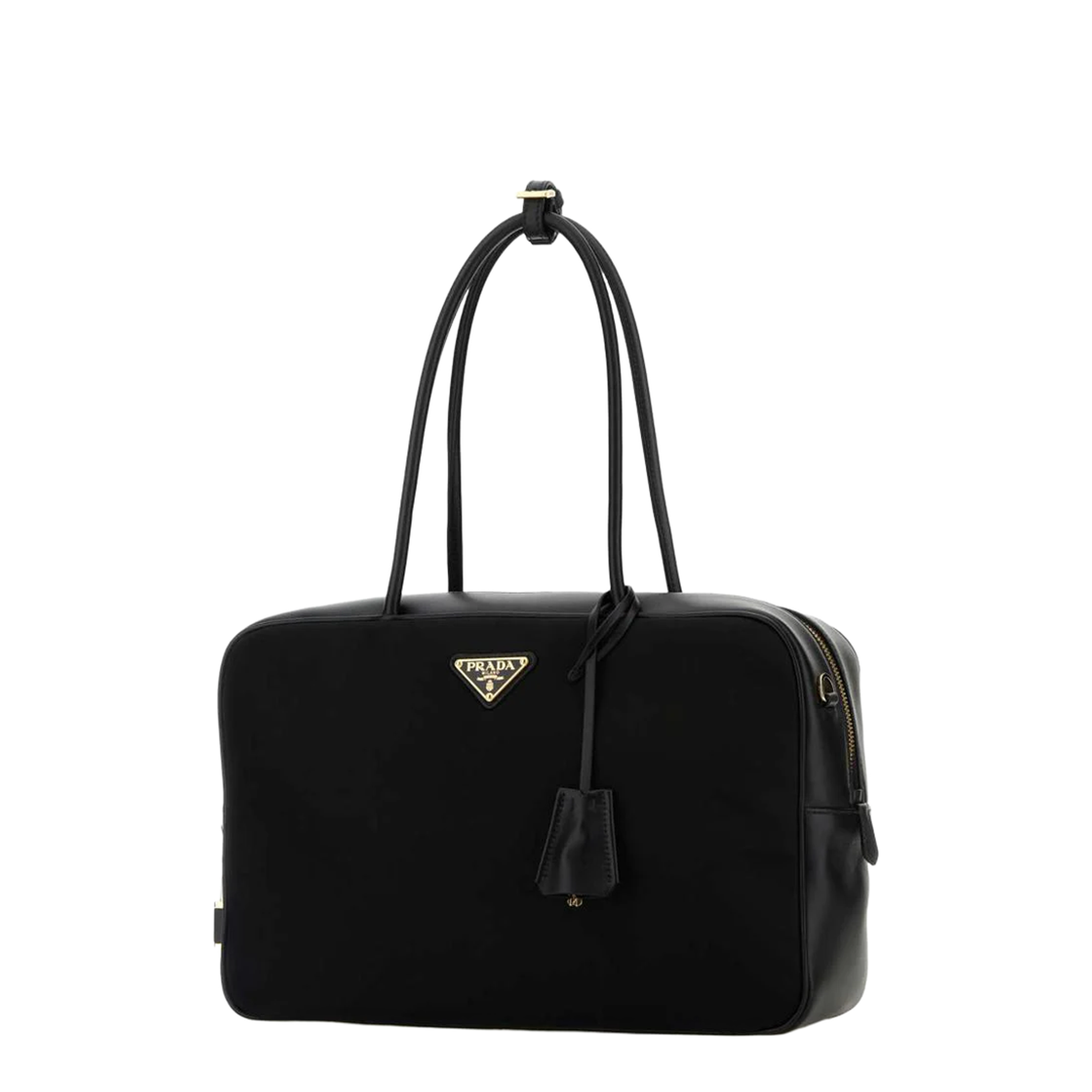 Black Leather And Re-nylon Handbag - Image 2
