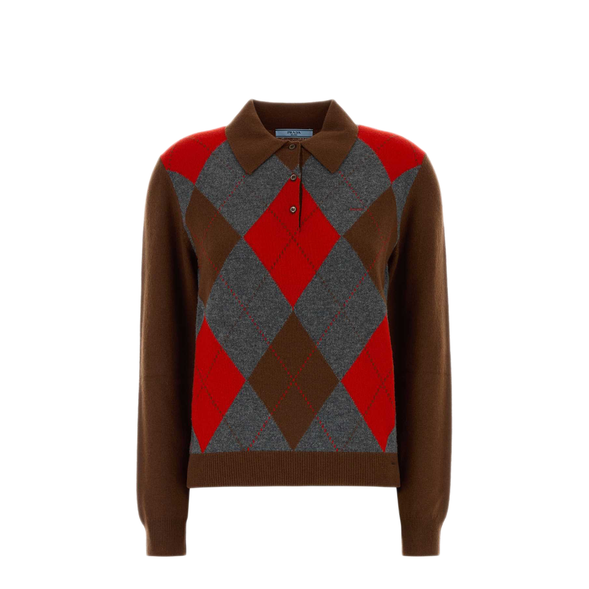 Argyle Knit Polo Sweater - Image 1