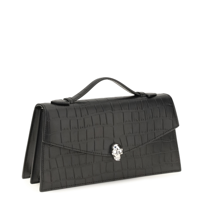 Skull Top Handle Calf Leather Handbag - Black - Image 2