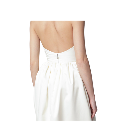 Long White Dress with Balloon Skirt - Image 2