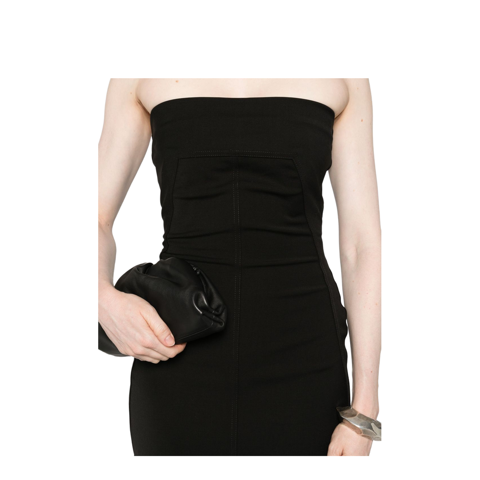 Cotton Bodycon Midi Dress In Black - Image 2
