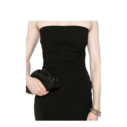 Cotton Bodycon Midi Dress In Black - Image 2