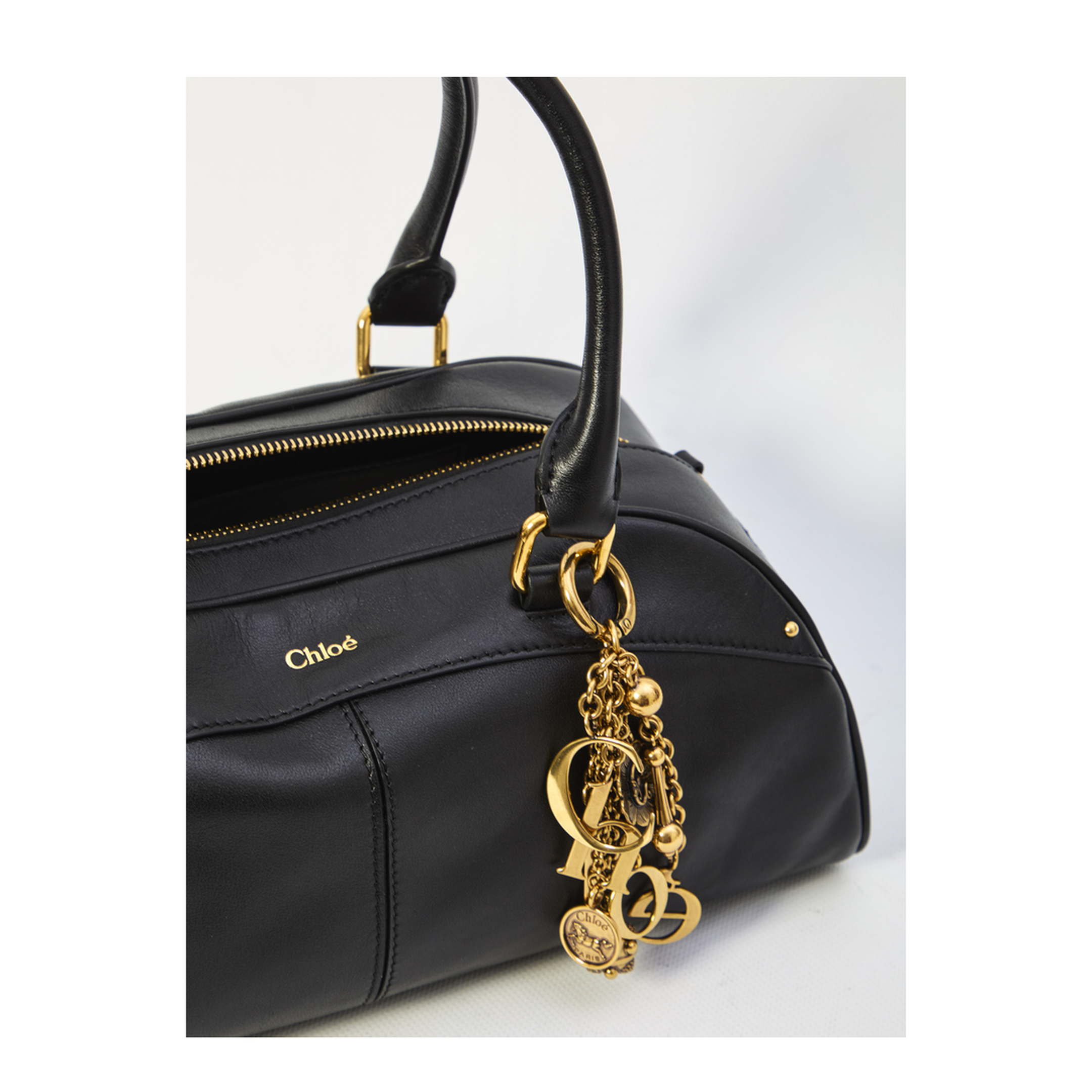 Bowling Bag in Soft Leather Black - Image 4