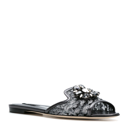 Crystal-Embellished Lace Sandals - Image 2