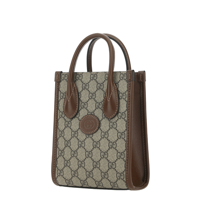 Ophidia Small Canvas Tote Bag - Brown - Image 3