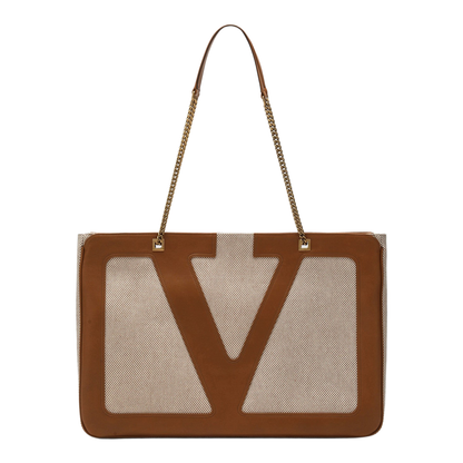 Large Viva Superstar Bag in Natural/Spice Canvas - Image 1