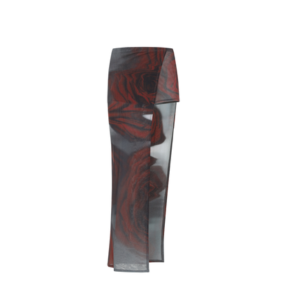 Blurry Roses Asymmetric Midi Skirt - Image 2