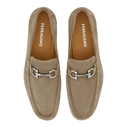 Suede Loafers with Gancini Buckle - Image 4