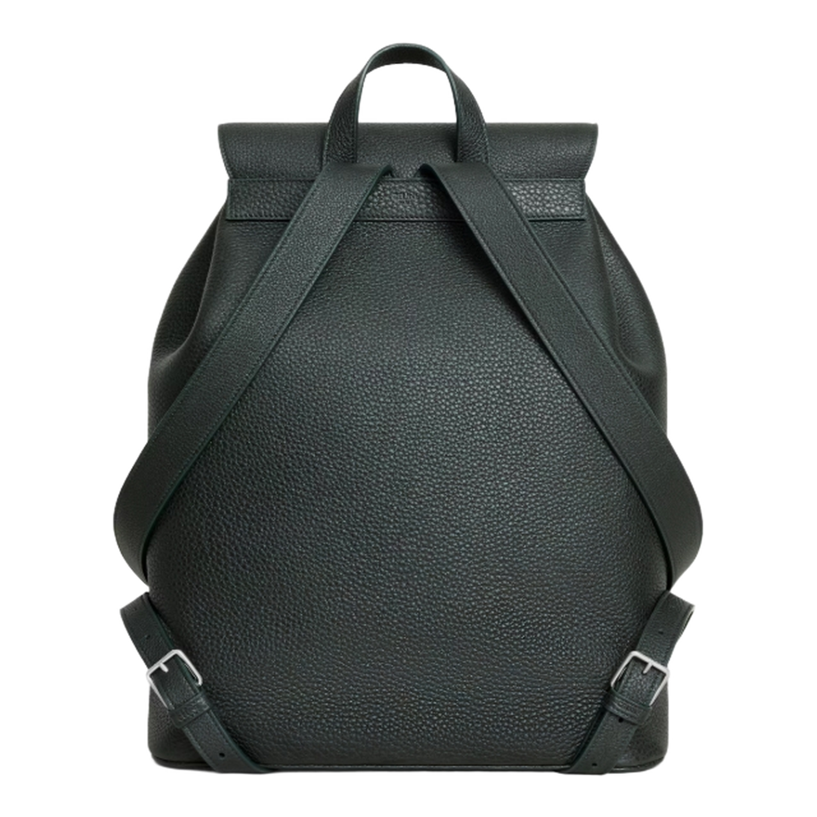 Large Backpack Folco in Grained Calfskin - Night Green - Image 3