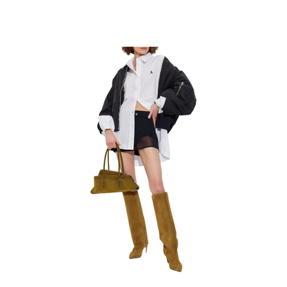 Shirt in White and Navy Blue Popeline - Image 2