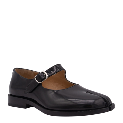 Black Leather Tabi Mary-Jane Shoes - Image 6