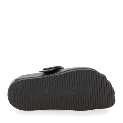 Balenciaga Black Sunday Clogs with Logo Strap - Image 5