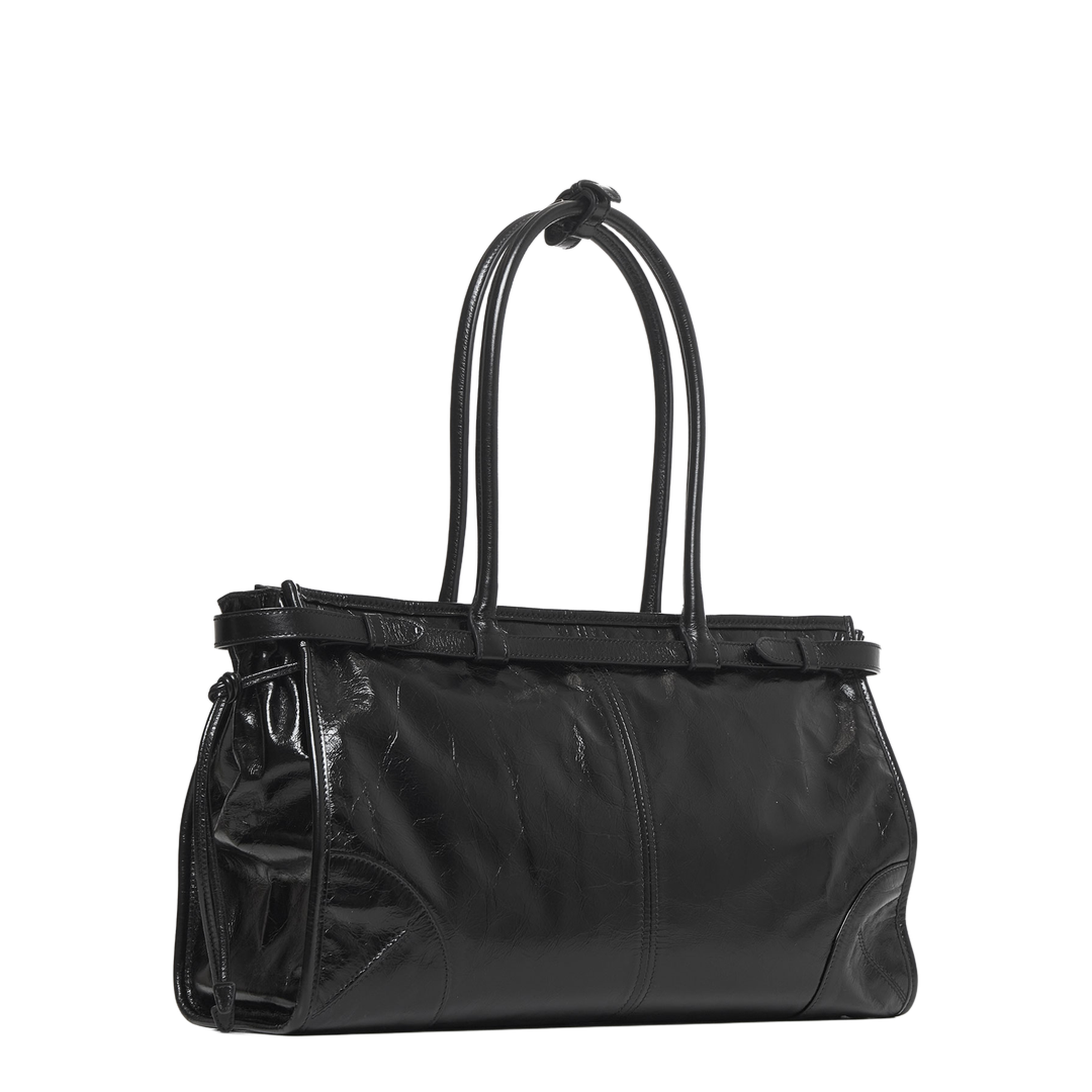 Bonnie Large Leather Handbag - Black - Image 3