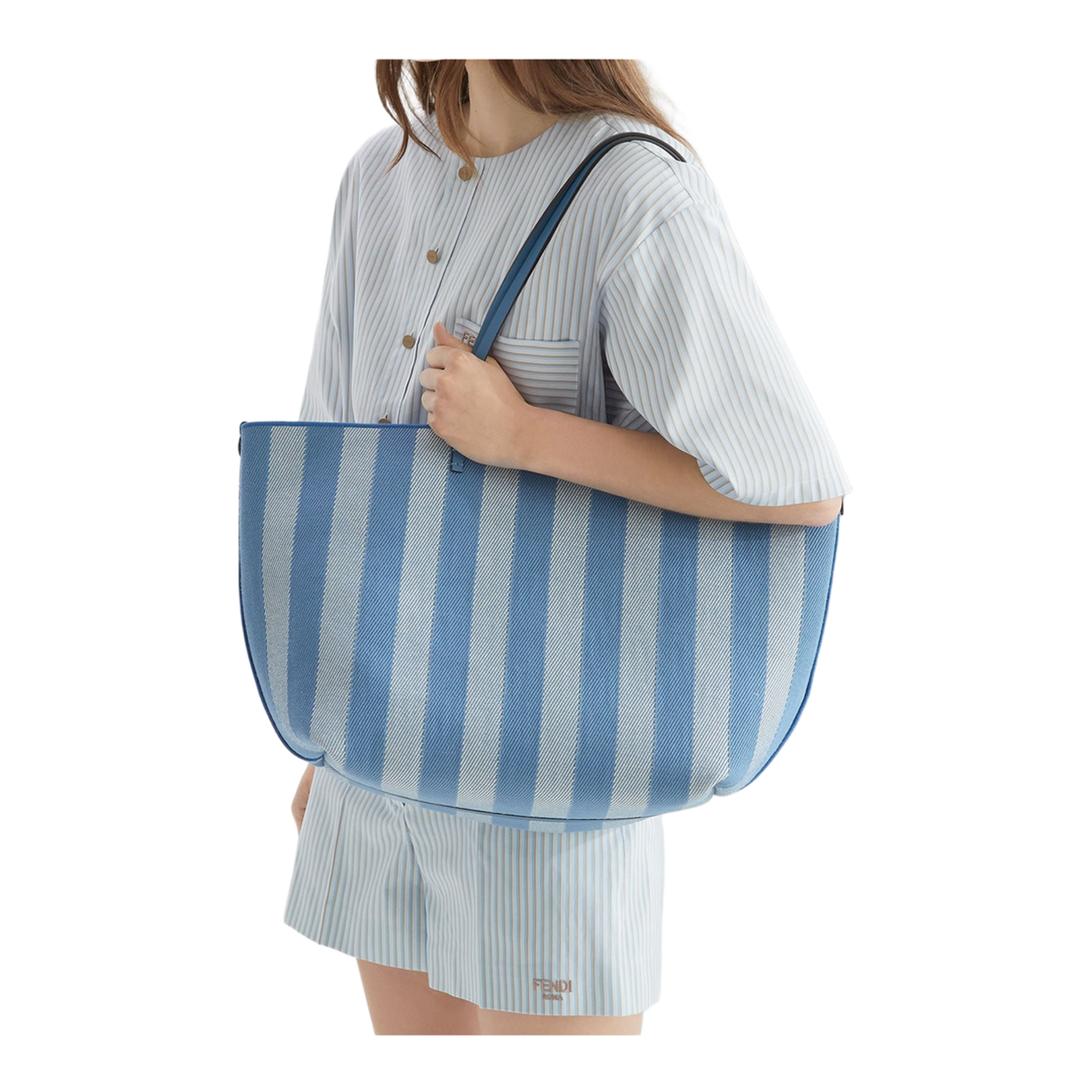Roll Large Canvas Shopper Bags - Pastel Blue - Image 4