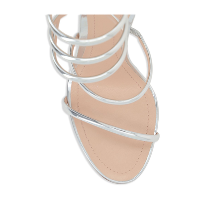 Cleo Laminated Patent Leather Sandals - Silver - Image 4