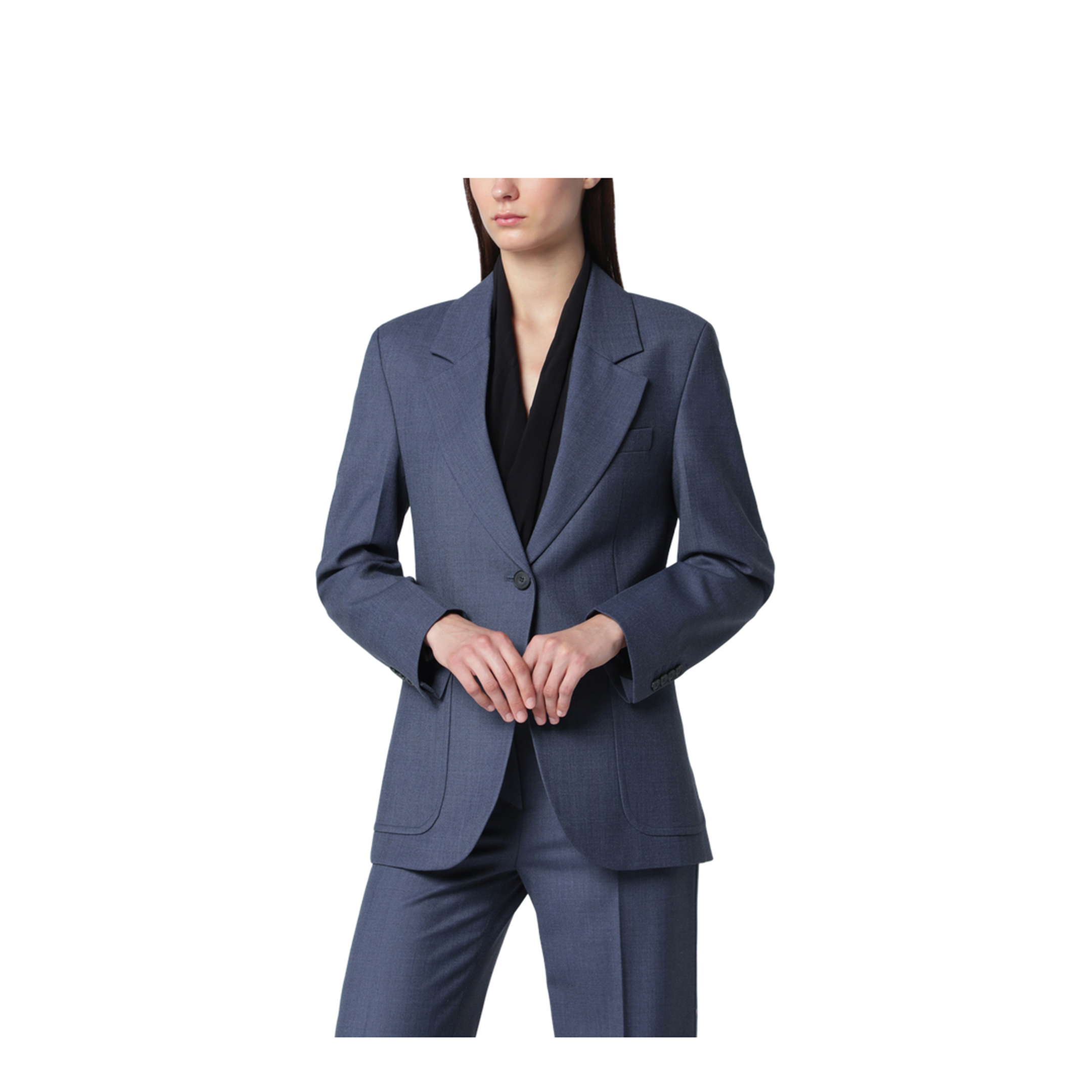 Katherine Single-Breasted Jacket in Blue Mélange Wool Blend - Image 1