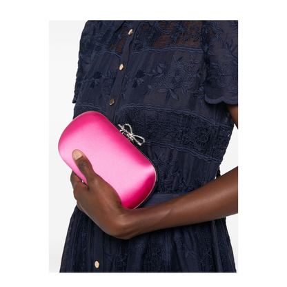 Satin Clutch Bag - Bright Pink - Image 3