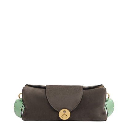 Vivian Pouch in Taupe/Mint Suede - Image 1