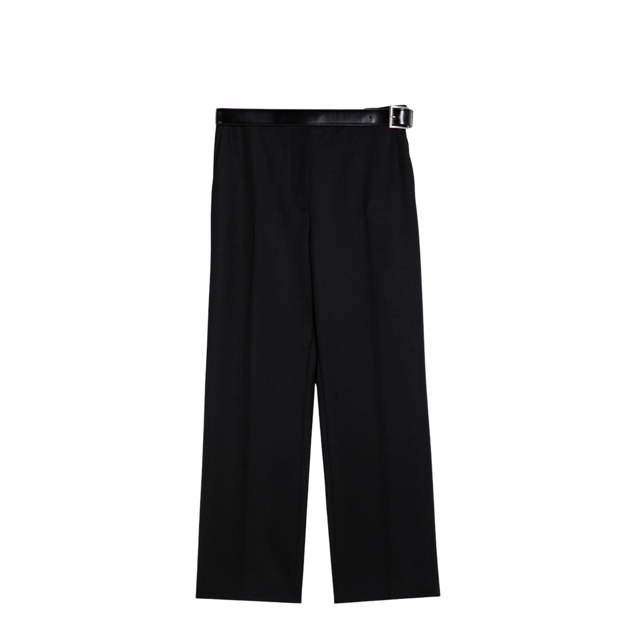 Black Gabardine Trousers with Belt - Image 1
