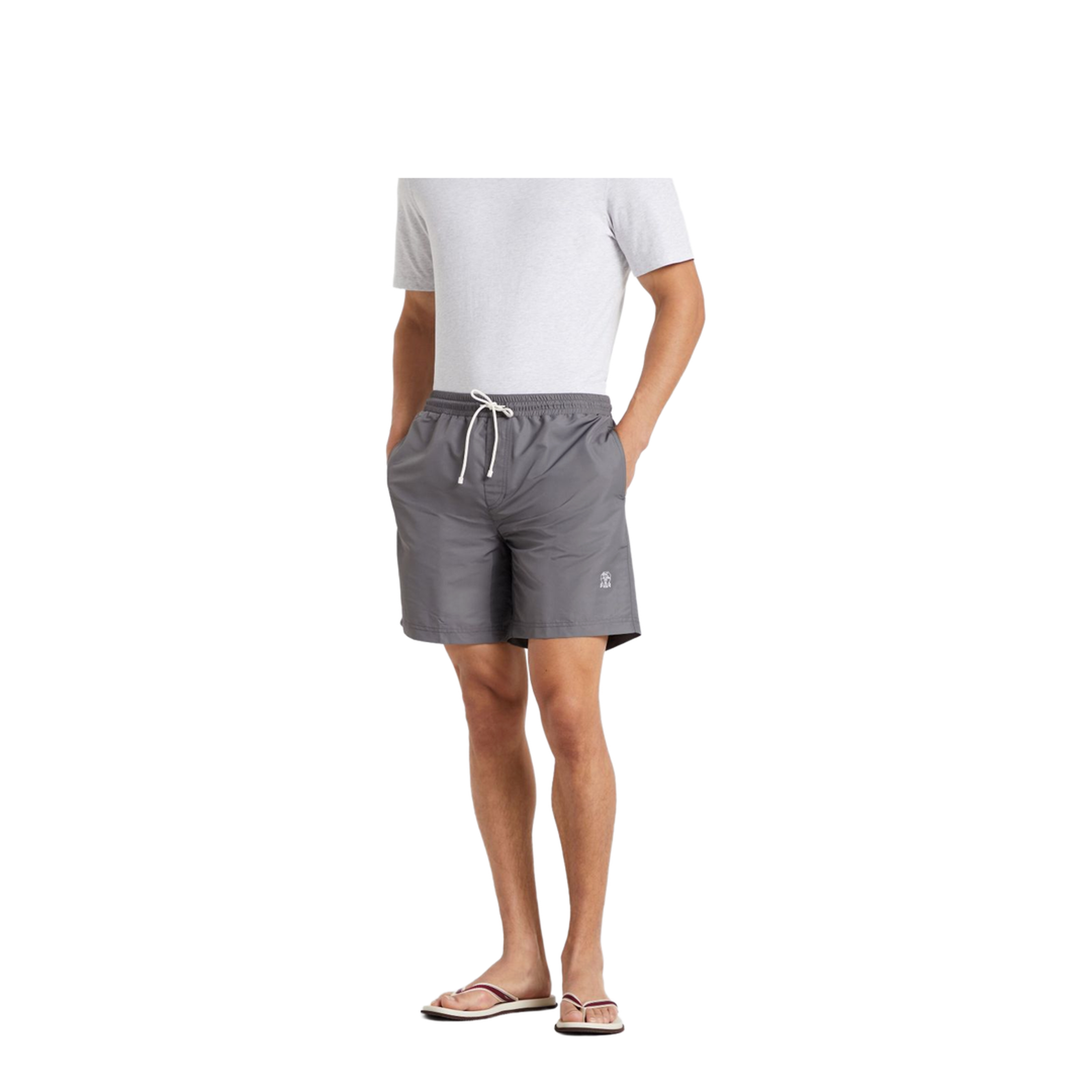 Logo-Embroidered Drawstring Swim Shorts - Grey - Image 5