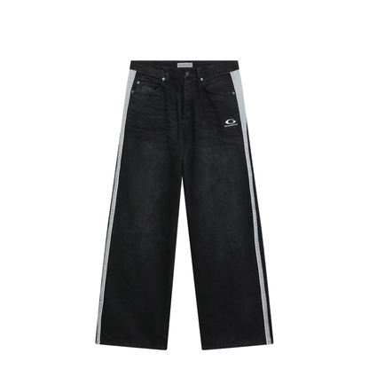 Denim Trousers With Dark Brown And Black Trims - Image 1