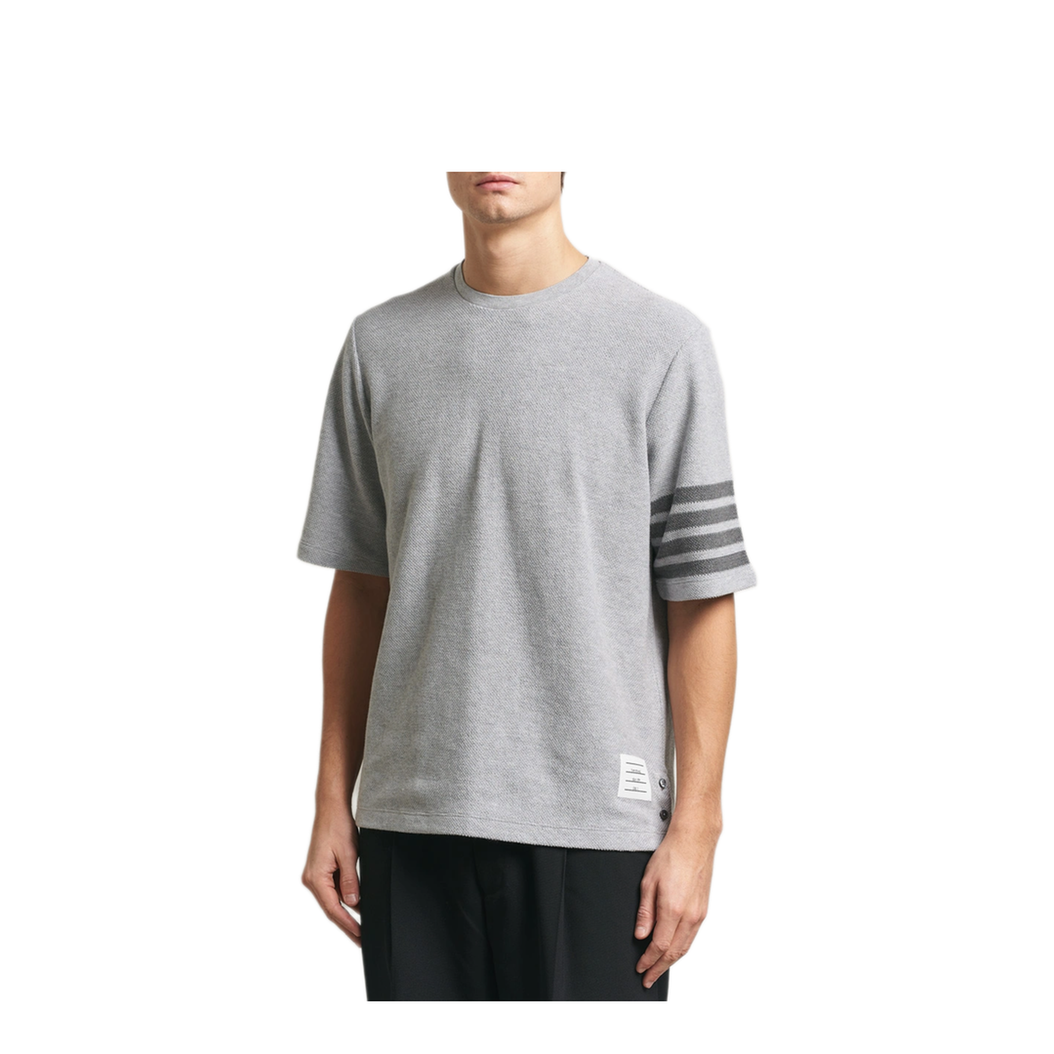 Short Sleeve Tee in Textured Pique with Eng 4 Bar - Image 2
