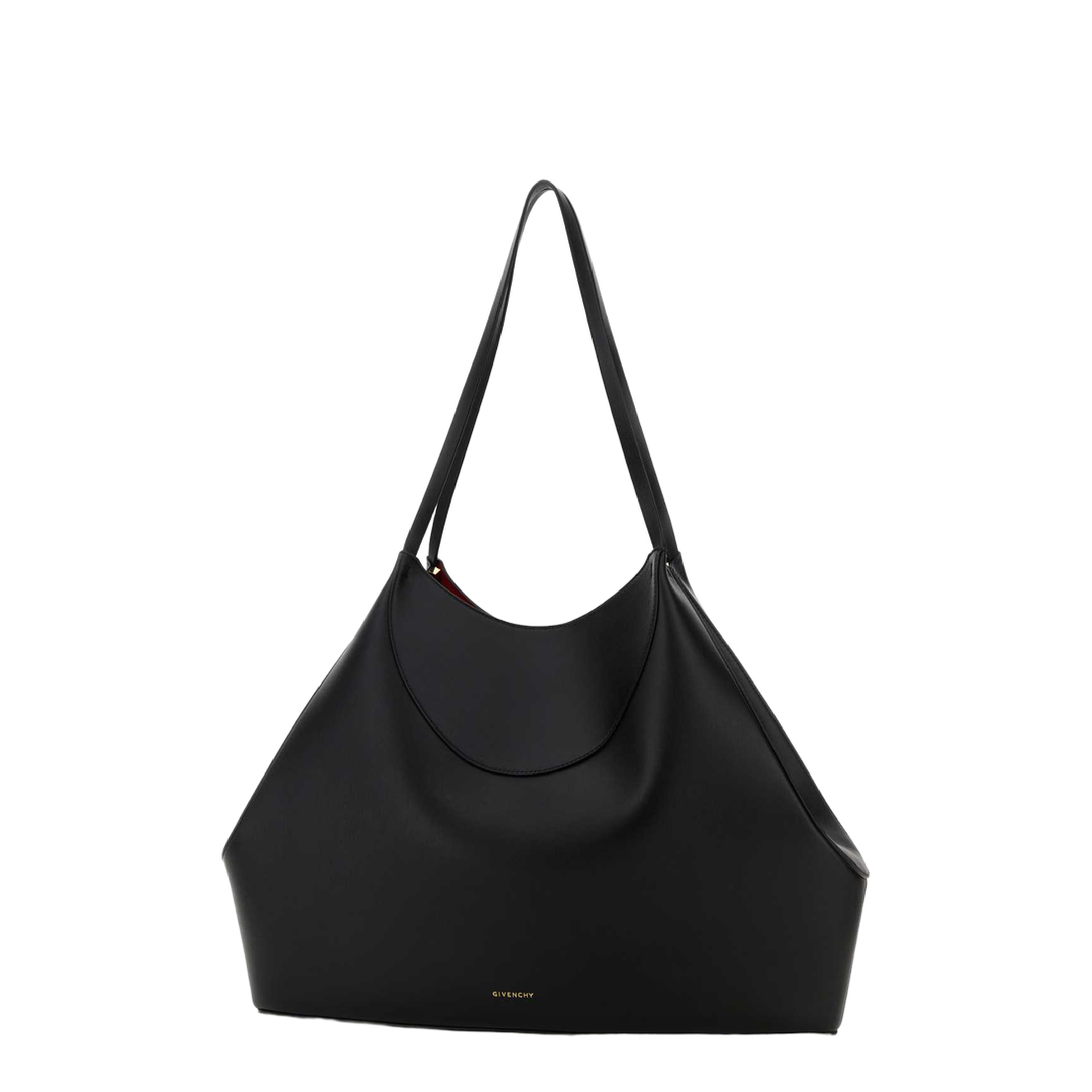 Leather Medium Facet Tote Bag - Black - Image 2