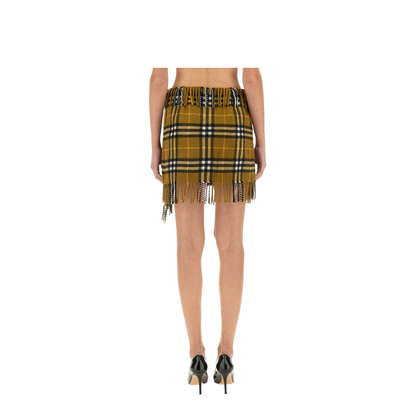 Wool and Cashmere Check Scarf Style Skirt - Image 3
