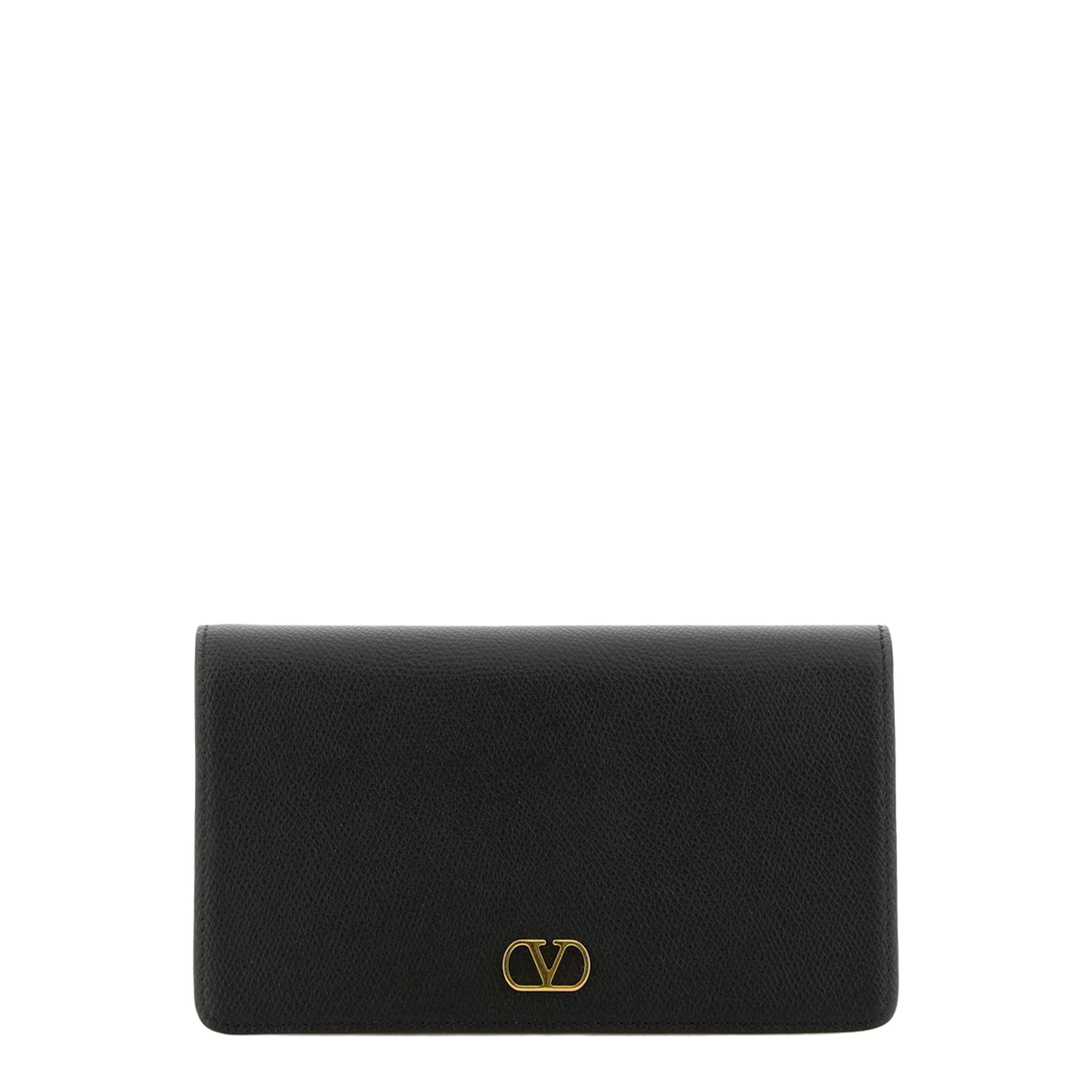 Black Leather VLogo Signature Clutch - Image 1