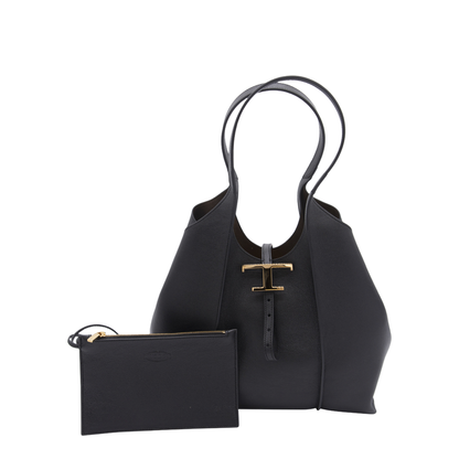 T Timeless Small Calf Leather Shopping Bag - Black - Image 5