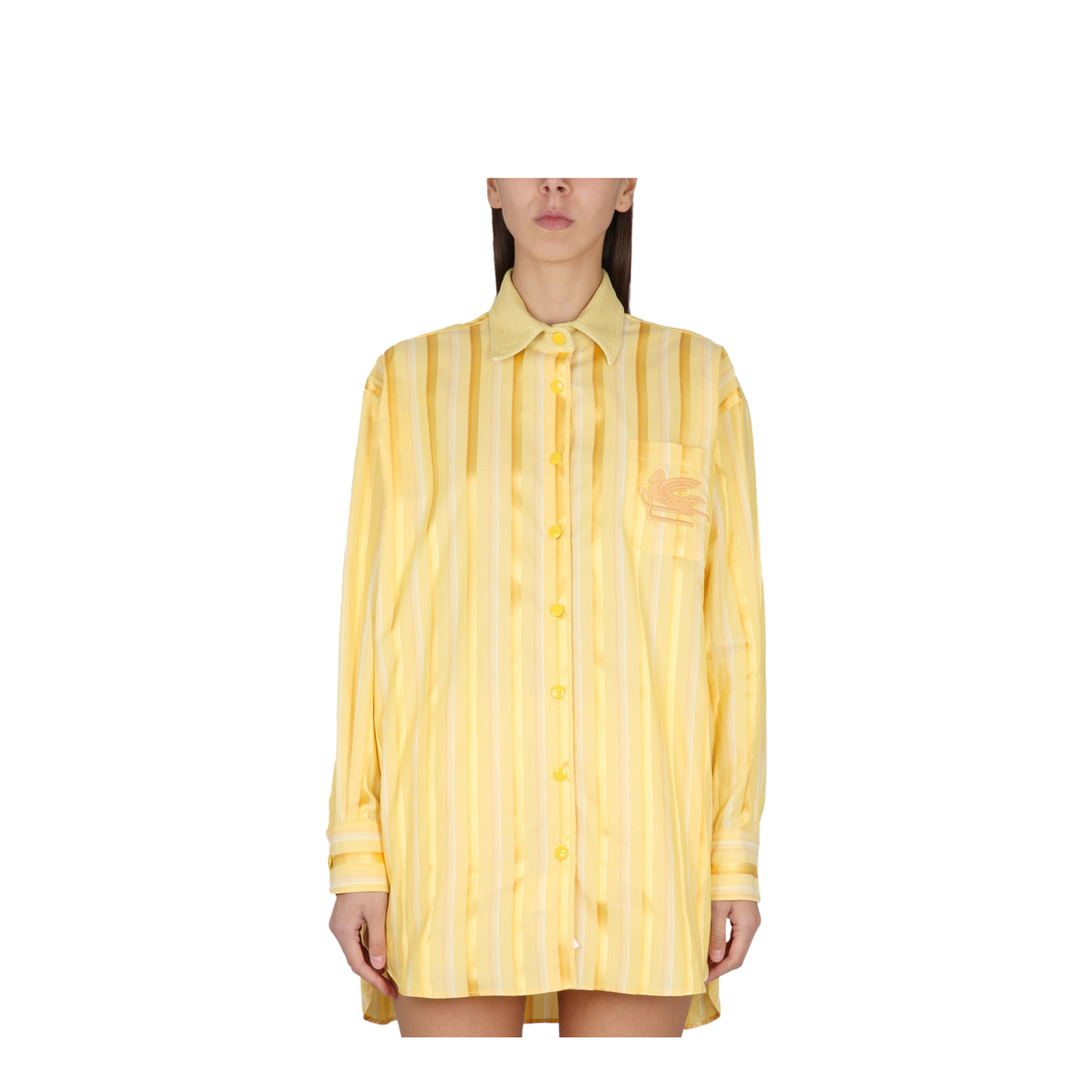 Striped Shirt Dress - Yellow - Image 1