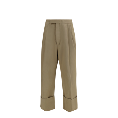 Cotton Gabardine Pants with Double Pleats - Image 1